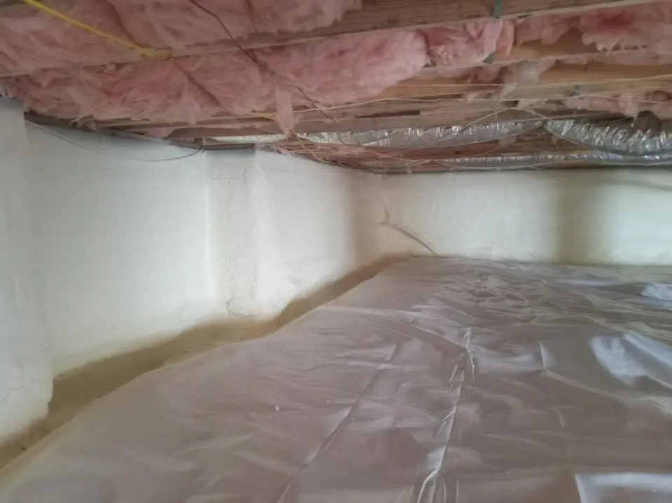 Crawl space encapsulation with closed-cell spray foam for Flat Roof Repair in La Grange